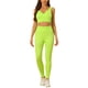 thumbnail image 1 of Conjunto de entrenamiento de 2 piezas para mujer INSPIRE CHIC, sujetador deportivo sin costuras y leggings de cintura alta, talla L, verde flúor, 1 of 5