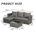 thumbnail image 6 of 2-Piece Patio Furniture Set, Outdoor Woven Sectional L- Shaped Patio Furniture , Wicker Conversation Set with Ottoman, Detachable Lounger Table for Backyard Poolside (Dark Grey), 6 of 11