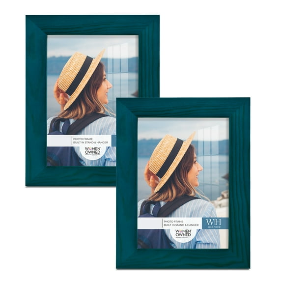 Woodgrain 3.5 in. x 5 in. Ocean Blue Picture Frame (Set of 2)