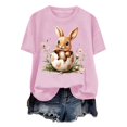 thumbnail image 4 of Tops de Cuello Alto para las Mujeres Amante Impreso Camiseta Cuello Redondo Manga Corta, Poliéster Spandex, 4 of 7