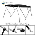 thumbnail image 3 of Seamander 3 Bow Bimini Top Boat Cover with Rear Support Pole and Storage Boot, 46" Height,Black, 3 of 5