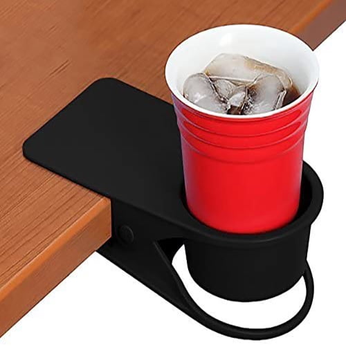 Innovation Cup Clip Drink Holder - Blue - Se ajusta a mesas, escritorios, sillas, estantes, mostradores. Mantenga su bebida, teléfono inteligente u otro artículo pequeño seguro y fuera del camino. Vhermosa Bar y Coctelería