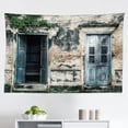 thumbnail image 1 of Rustic Tapestry, Colored House a Pastel Weathered Door Old Days Back Then Buildings Photo, Fabric Wall Hanging Decor for Bedroom Living Room Dorm, 2 Sizes, Blue Green, by Ambesonne, 1 of 1