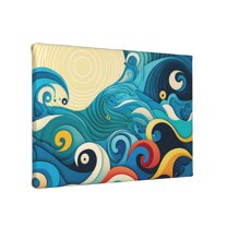TEQUAN Abstract Ocean Waves Wall Art Canvas Prints, Modern Artwork Frameless Painting, 8" x 12"