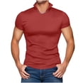 thumbnail image 2 of Blusa y camisa de cuello alto de manga corta para hombre, informal, de verano, a la moda, de color liso, de manga corta, con cuello alto., 2 of 9