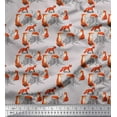 thumbnail image 1 of Soimoi Gray Cotton Poplin Fabric Tree Stump & Fox Animal Print Sewing Fabric Yard 42 Inch Wide, 1 of 1