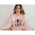 thumbnail image 3 of Women's Witch Broom Flying Halloween Sweatshirt with Bats, 3 of 8