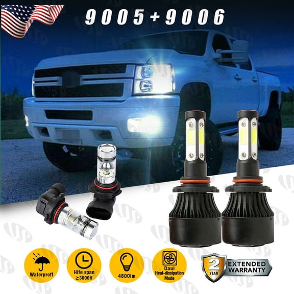 Combo 9005 9006 LED Headlight Fog Bulbs for Dodge Ram 1500 2500 3500 2002-2005