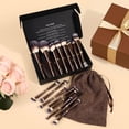 thumbnail image 3 of Set de brochas de maquillaje MAANGE, 16 unidades, con bolsa y caja de regalo, color café y marrón, 3 of 8