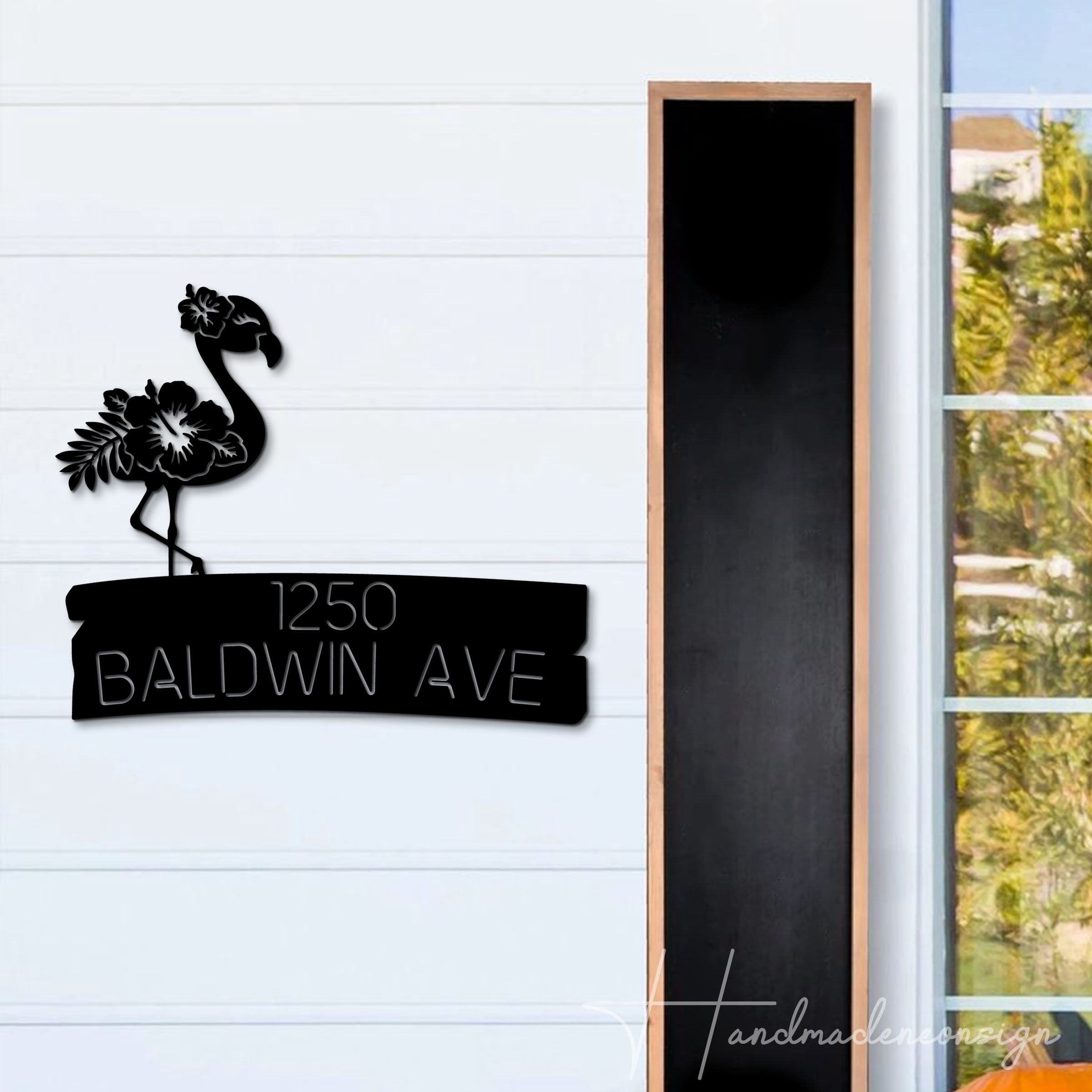 Handmadetneonsign Flamingo Address House Number, Flamingo Home Address Metal, Flamingo House Address 63650