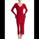 thumbnail image 3 of Vestido Tipo Suéter con Cuello en V, Abertura Frontal y Botones Acanalados para Mujer Vino Tinto M, 3 of 8