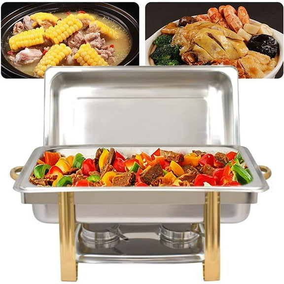 FETCOI Food Warmer Stainless Steel Chafer Chafing Dishes Buffet Set Rectangular Buffet Stove Buffet Warmer Sets for Home and Restaurant Use