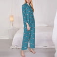 thumbnail image 3 of Balery Cartoon Whale Conjunto de Pijama con Estampado para Mujer, Conjunto de Dos Piezas con Manga Larga, Ropa de Dormir Suave con Bolsillos, Pijamas Cómodos-Medium, 3 of 7