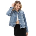 thumbnail image 3 of Vocal Womens Denim Jacket with Sequence Wing Patch (Medium, Denim), 3 of 4