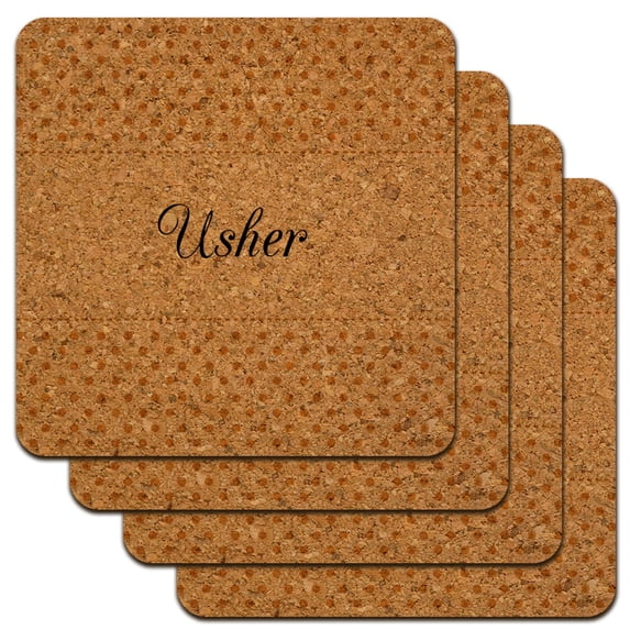 Usher Wedding Elegant Polka Dots Low Profile Novelty Cork Coaster Set