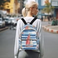thumbnail image 7 of FORMRS Mini Backpack Purse for Women Quilted Travel Daypack Casual Shoulder Bag, Red Sailboats, 7 of 7