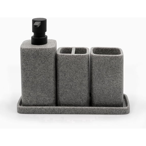 Zccz Modern 4-Piece Gray Marble Bathroom Accessories Set