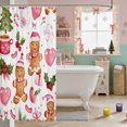 thumbnail image 3 of Manfei Pink Waterproof Shower Curtain 72Wx72L Holiday Bathroom Curtain, Red White, 3 of 5