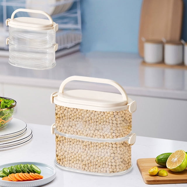 Airtight Food Storage Containers Stackable Humidity Proof Kitchen Organizer 350 mL Per Layer White Plastic