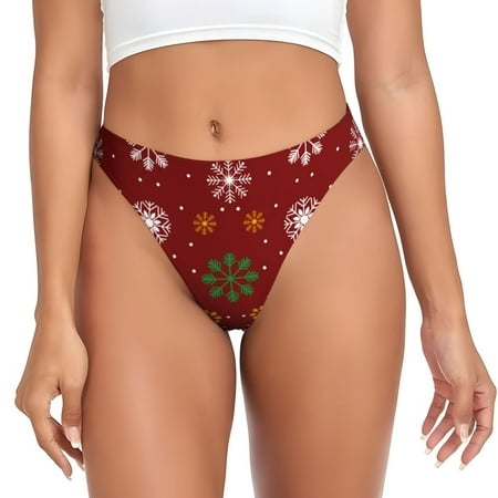 Bingfone Merry Christmas Print Seamless Women Underwear Thongs Low Rise Hipster G-string Thongs Sexy Comfortable Panties Undies for Women-Small
