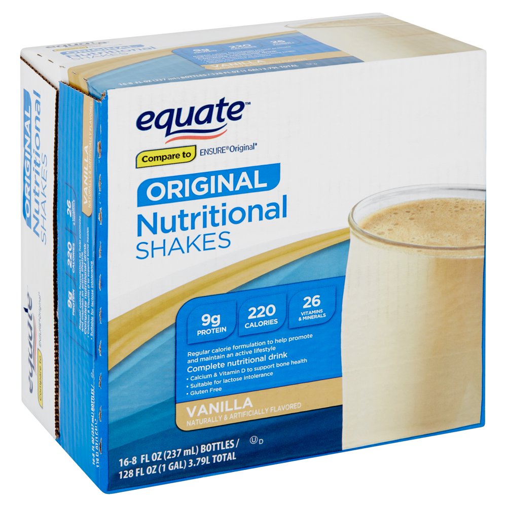 Equate Original Nutritional Shakes, Vanilla, 8 fl oz, 16 Count