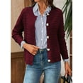 thumbnail image 6 of Women'S Knit Cardigan Sweaters Casual Long Sleeve Open Front Button Down Trendy Jackets Outerwear Wine Red XL, 6 of 9