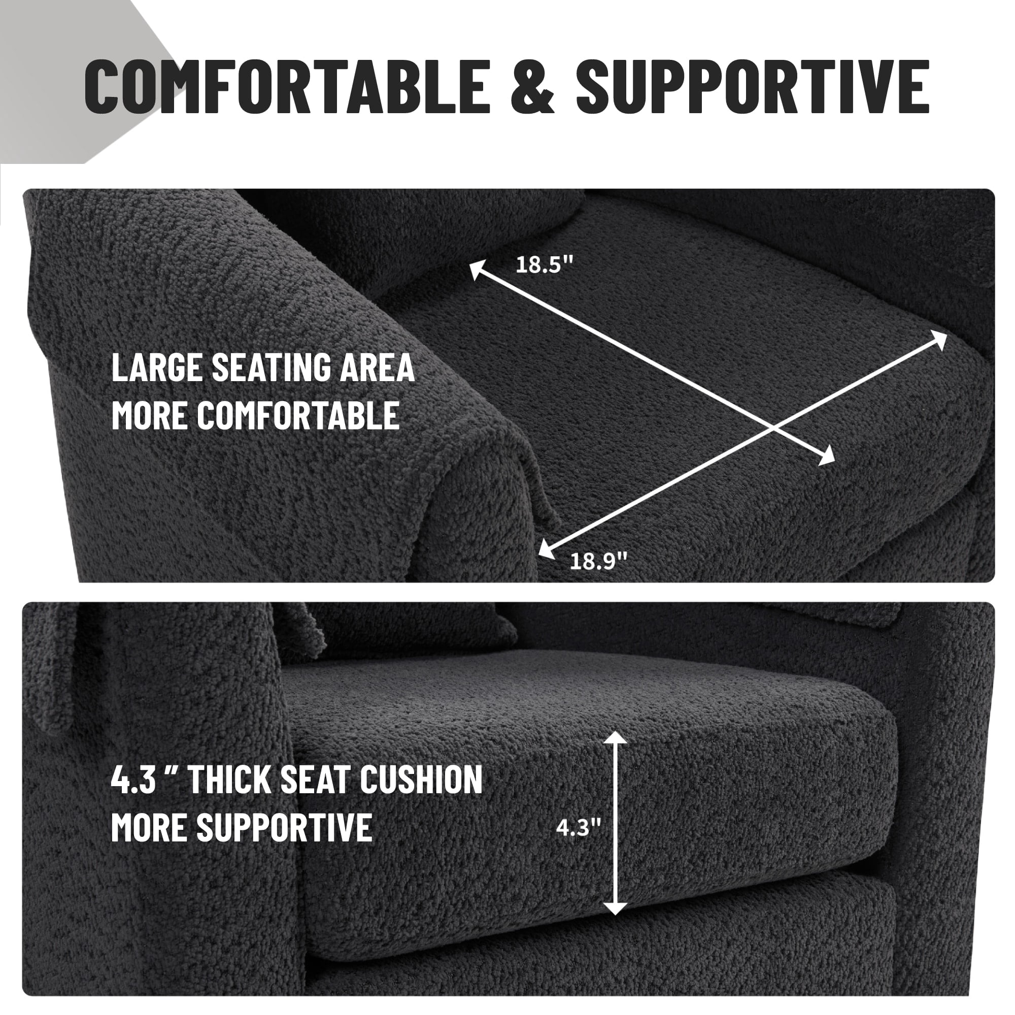 MAYEERTY Swivel Accent Chair with Ottoman, Chenille Barrel Chair for Living Room/Office, Black