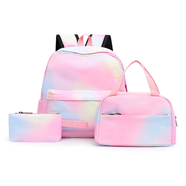 Tie Dye Ink Backpack Student School Bookbag Insulated Lunch Box for Teens Kids