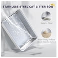 thumbnail image 3 of Stainless Steel Cat Litter Box Extra Large, Anti-Leakage, Easy Clean, Non-Sticky with Scoop & Pad - XL Cat Litter Pan for Multiple Cats, 3 of 9