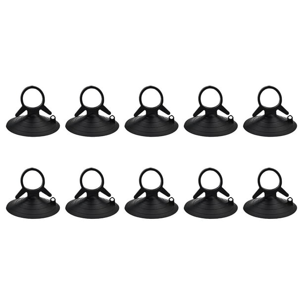 10 soportes de ventosa para parabrisas de coche con lazo, ventosas pequeñas Negro