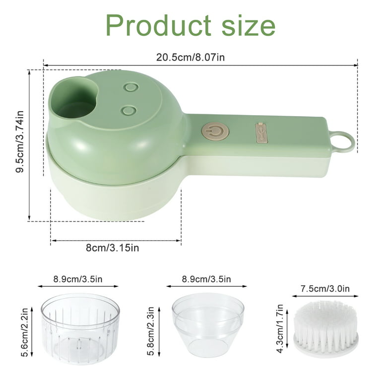 4 in 1 Handheld Electric Vegetable Cutter Set,Pcapzz Food Processor,USB  Rechargeable Vegetable Chopper Food Slicer with Cleaning Brush for Ginger