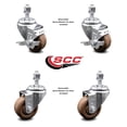 thumbnail image 2 of 3 Inch High Temp Glass Filled Nylon 12mm Threaded Stem Caster Set 2 Brakes SCC, 2 of 2
