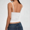 thumbnail image 5 of Nestiefly Women's Built-in Bra Tank Tops Adjustable Spaghetti Strap Camisoles Stretch Summer Y2K Going Out Crop Tops White S, 5 of 7