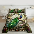 thumbnail image 2 of jejeloiu Cartoon Peacock Bedding Comforter Set,Zoo Animal Twin Comforter Sets,Rustic Flower Floral Bedding Set For Girls,Luxury Bedroom Decor Reversible,2 Pieces, 2 of 8