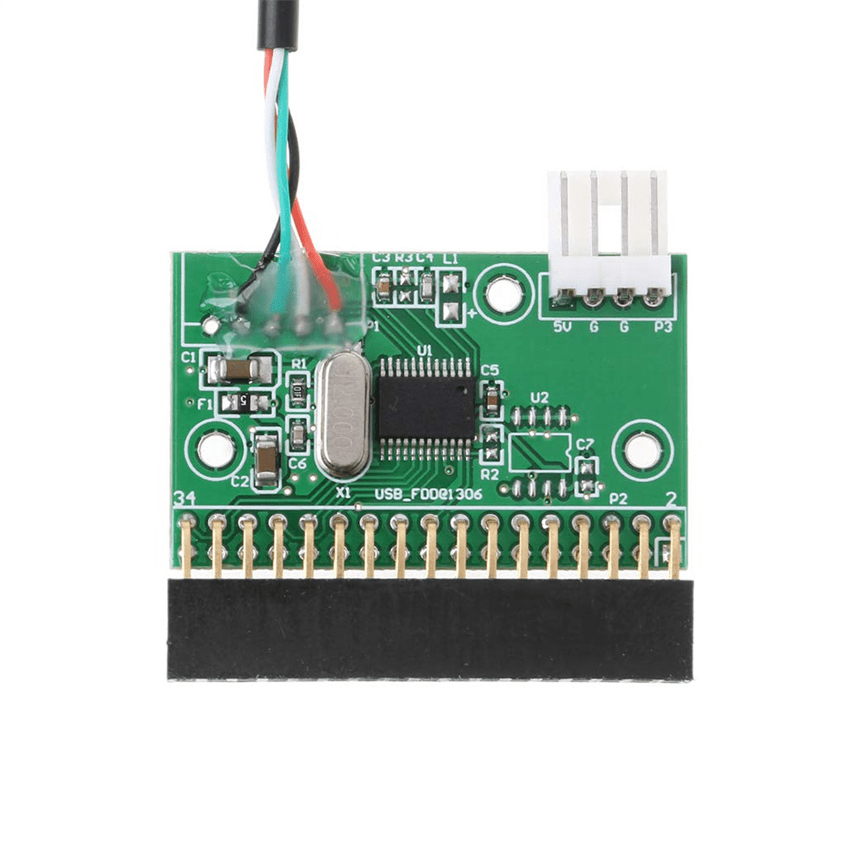 2X 1.44Mb 3.5Inch Floppy Drive Connector 34 Pin to USB Cable Adapter Pcb Board,USB Disk to Floppy Disk A,2 x Floppy Drive Connector 2 x cable,Green