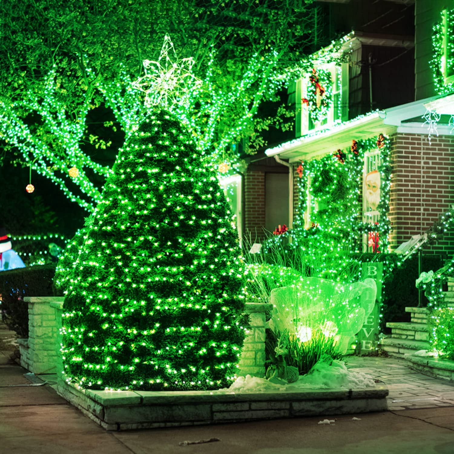 JMEXSUSS 600 Green String Lights Outdoor Waterproof,St Patricks Day Decorations Lights, 8 Modes Green LED Christmas Lights Clear Wire Plug in for Indoor Halloween St Patricks Day Christmas Tree Decor