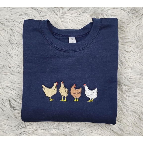 Farm Chickens Embroidered Crewneck