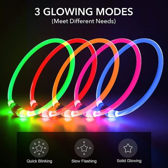 Luminous Dog Collars - Rechargeable LED Dog Collar, Luminous Puppy Collar, TPU Cutting Dog Light for Small, Medium and Large Dogs