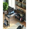 thumbnail image 7 of DESINO L Shaped Computer Desk with Charging Station & CPU Stand, Reversible Corner Desk with Storage Shelves, Small Home Office Gaming Desk, Black, 7 of 7
