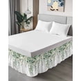 thumbnail image 4 of Eucalyptus Leaves Wrap Around Bed Skirts for California King Bed 18" Drop,Bed Skirt with Adjustable Elastic Belt Dust Ruffle Bed Valance for Bedroom Teal Botanical Summer Watercolor Bed Frame Cover, 4 of 7