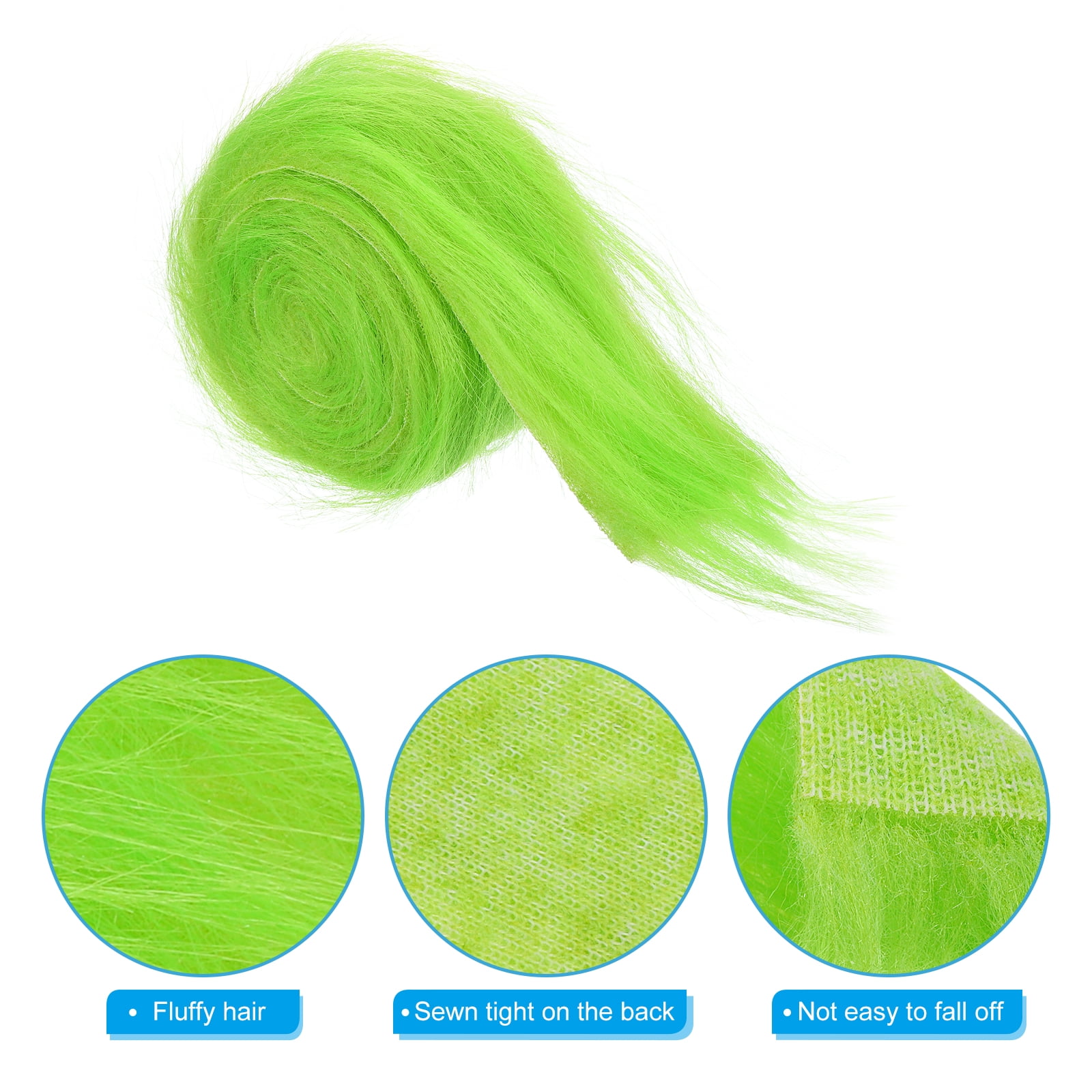Uxcell Plush Faux Fur Fabric Precut Strips, 59" x 2" Fluffy Faux Fur Ribbon, Green 4Pack