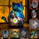 thumbnail image 2 of Animal Table Lamp Series Stained Glass Stained Night Light Retro Desk Lamps, 2 of 5