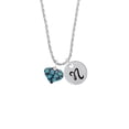 thumbnail image 2 of Delight Jewelry Silvertone Hot Blue Cheetah Print Heart Silvertone Script Initial Disc - N - Charm Necklace, 20"+3", 2 of 4
