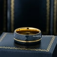 thumbnail image 5 of Mens Black & Gold Faceted Tungsten Carbide Wedding Band - 8mm Comfort Fit Trim Grooved Dome Tungsten Anniversary Ring #860s11.5, 5 of 6