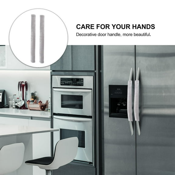 FOMIYES 1 Pair Of Appliance Handle Covers Lint Grey Fingerprint Proof For Kitchen Appliances Handle