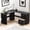 Black, variant on SHW 51 x 59 Inches L-Shaped Home Office Wood Corner Desk with Box Box File Drawers, Maple