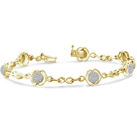 JewelersClub White Diamond Accent 14kt Gold over Silver Fashion Bracelet, 7.3