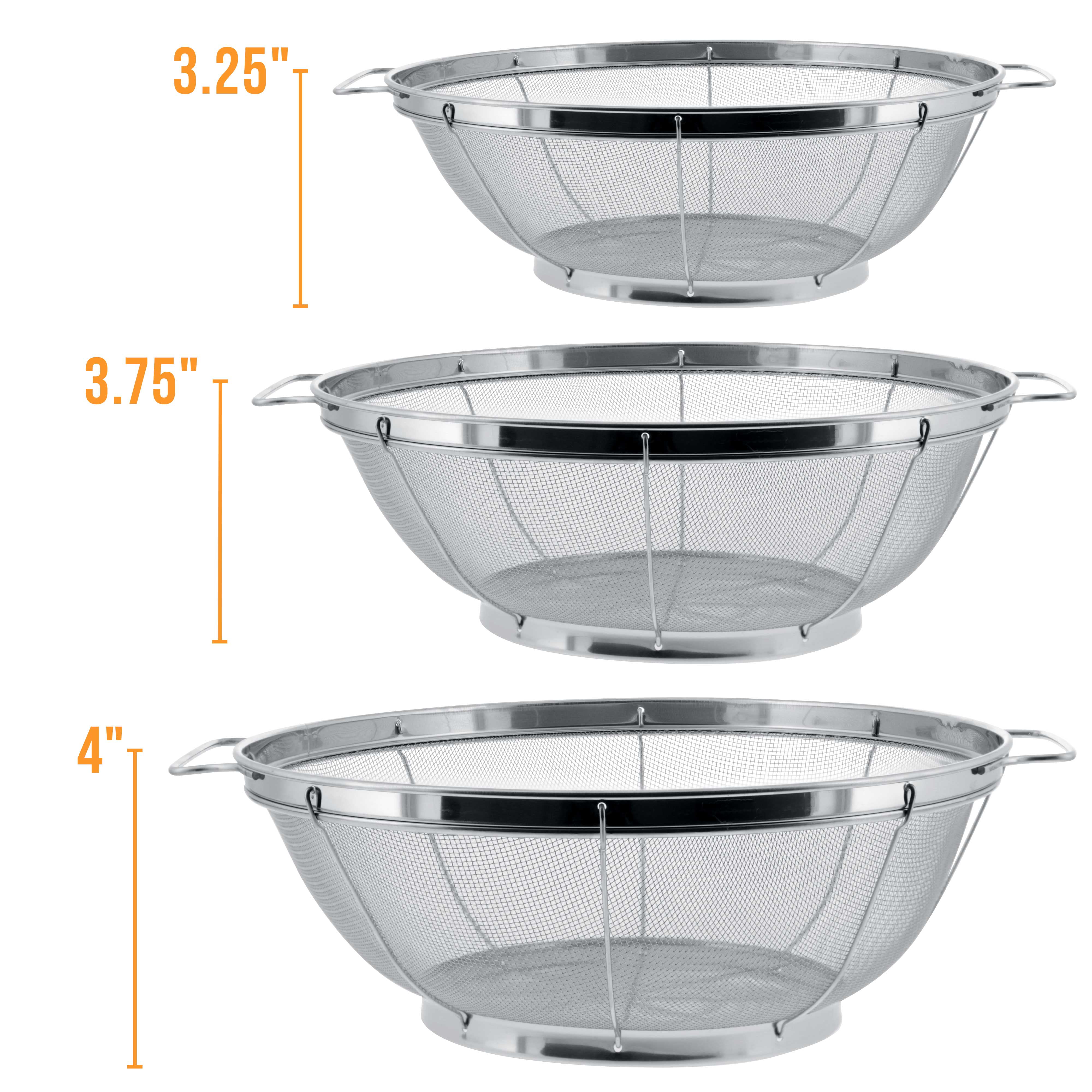Priority Chef PriorityChef Colander, Stainless Steel 3 Qrt Kitchen Strainer  With Large Stable Base