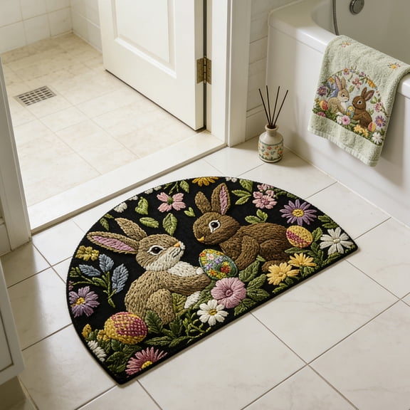 CaiYueKe Easter Doormat Welcome Mat Absorbent Non Slip Indoor Outdoor Holiday Decor Spring Front Door Rug Waterproof Washable Entryway Floor Mat Home Decor