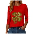 thumbnail image 5 of felwors St Patricks Day Shirt Women 2025 Casual Plus Size 3/4 Sleeve Irish Clover Shirts Funny Saint Patrick's Tunic Tops (Red, XL), 5 of 8